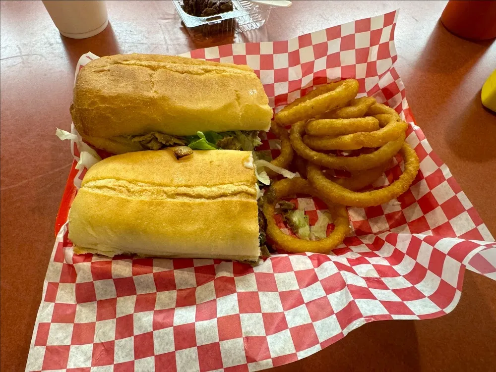 Philly Cheesesteak with Onion Rings